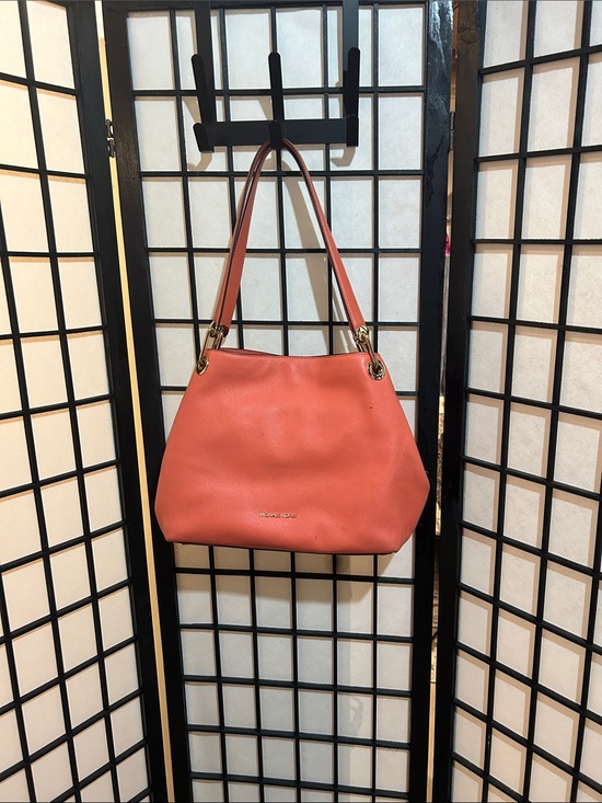 Michael Kors Handbags - Michael Kors Coral-Peach Leather Shoulder Bag
